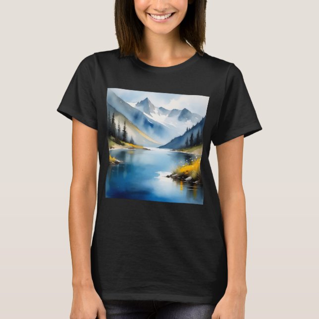 Schneebedeckte Berge und See T-Shirt (Vorderseite)