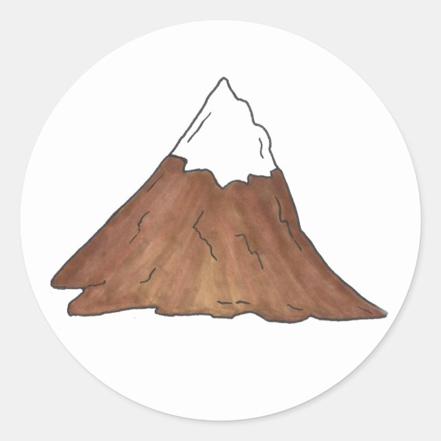 Schneebedeckte Berggipfel Camping Wandern Runder Aufkleber (Vorderseite)