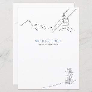 Schneebedeckte Berggipfel Skis Soft Snowflakes Menükarte