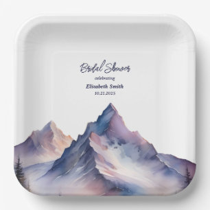 Schneebedeckte Berglandschaft Brautparty Pappteller