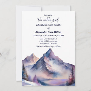 Schneebedeckte Berglandschaft Hochzeit Einladung