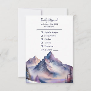 Schneebedeckte Berglandschaft Hochzeit RSVP Karte