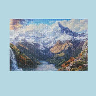 Schneebedeckte Bergsicht Puzzle
