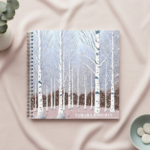 Schneebedeckte Birken Weihnachten Staubblau ID1003 Notizbuch
