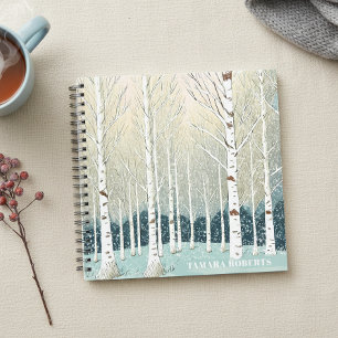 Schneebedeckte Birken Weihnachten Teal ID1003 Notizbuch