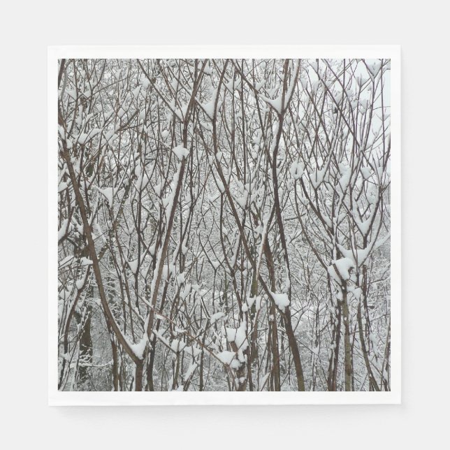 Schneebedeckte Branchen Winter Abstrakt Serviette (Vorderseite)