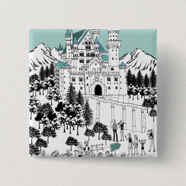 Schneebedeckte Burg Button (Vorderseite)