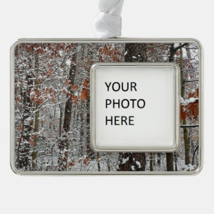 Schneebedeckte Eichen - Winterlandschaftsfotografi Rahmen-Ornament Silber