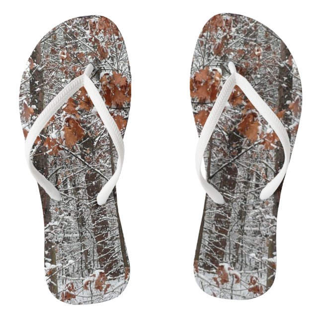 Schneebedeckte Eichenbäume Winternaturfotografie Flip Flops (Fußbett)