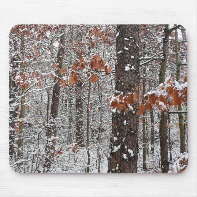 Schneebedeckte Eichenbäume Winternaturfotografie Mousepad (Vorne)