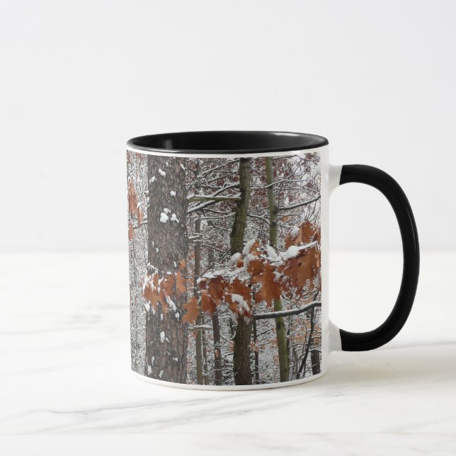Schneebedeckte Eichenbäume Winternaturfotografie Tasse (Rechts)