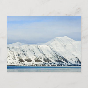 Schneebedeckte Gipfel Woodfjord Svalbard 2 Postkarte