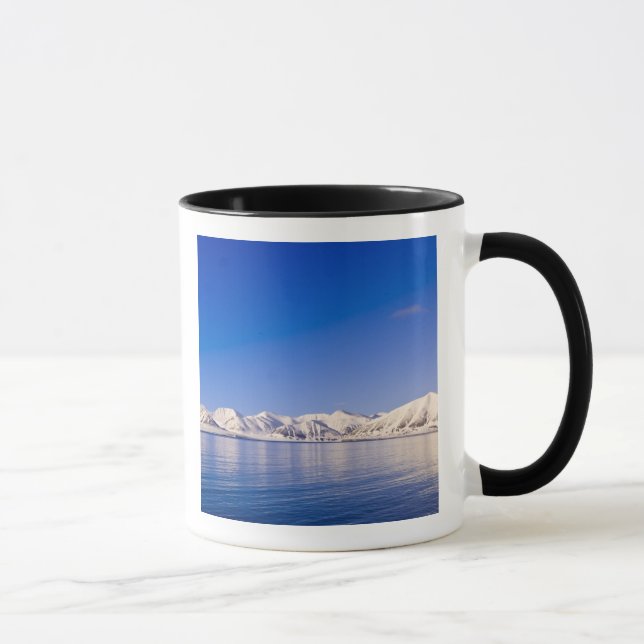 Schneebedeckte Gipfel Woodfjord Svalbard Tasse (Rechts)