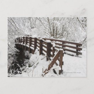 Schneebedeckte Holzbrücke Postkarte