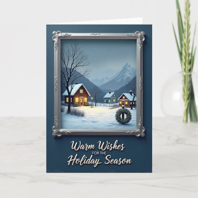Schneebedeckte Hütten-Weihnachtskarte Karte (Vorderseite)