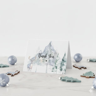 Schneebedeckte Immergrüne Babyparty Dankeskarte