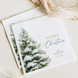 Schneebedeckte Kiefern-Weihnachten Serviette