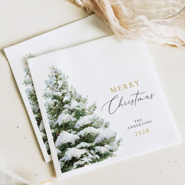 Schneebedeckte Kiefern-Weihnachten Serviette (Von Creator hochgeladen)