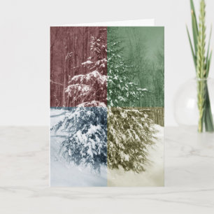 Schneebedeckte Kiefern-Weihnachtskarte Feiertagskarte