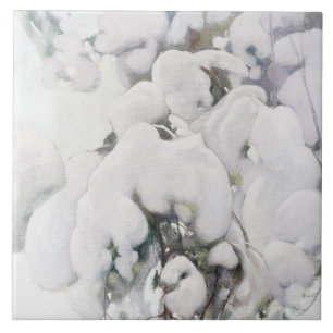 Schneebedeckte Kiefernjungbäume (von Pekka Halonen Fliese