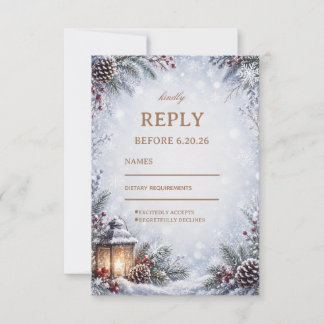 Schneebedeckte Kiefernzapfen-Winterfeier RSVP Karte