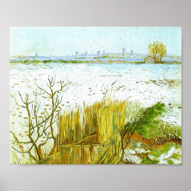 Schneebedeckte Landschaft Arles Hintergrund Van Go Poster (Vorne)