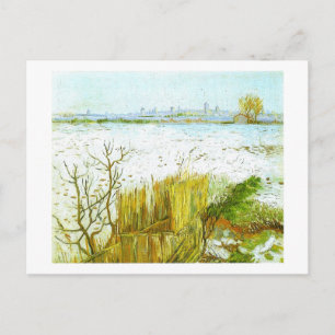 Schneebedeckte Landschaft Arles Hintergrund Van Go Postkarte