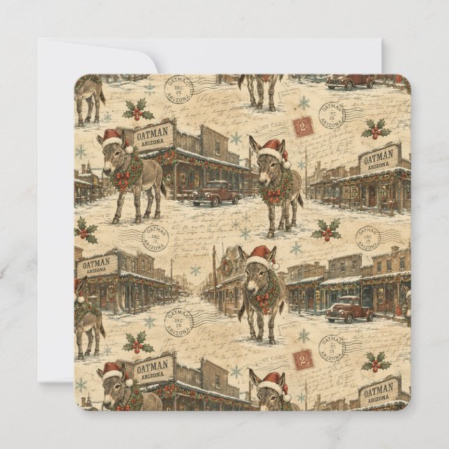 Schneebedeckte Oatman-Esel-Weihnachtsnostalgie (Vorderseite)