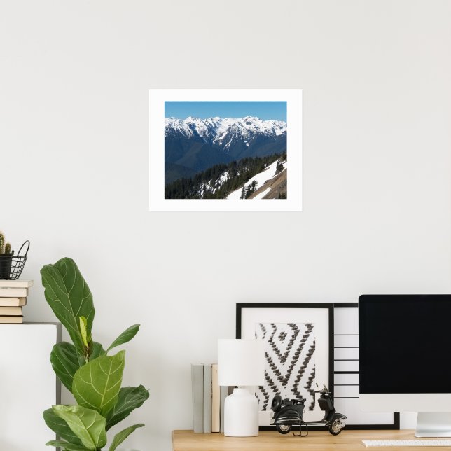 Schneebedeckte olympische Berge Fotografisch Poster (Heimbüro)