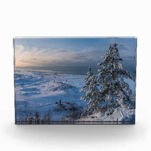 Schneebedeckte Ostseeküste Fotoblock