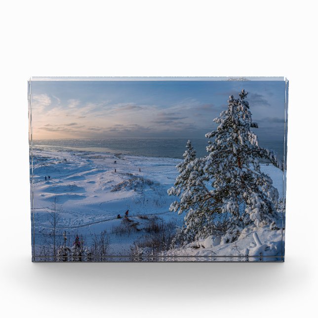 Schneebedeckte Ostseeküste Fotoblock (Vorderseite)
