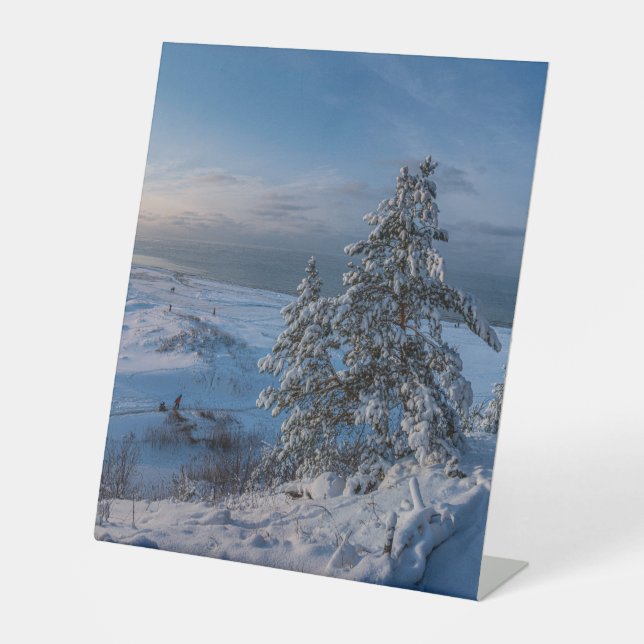 Schneebedeckte Ostseeküste Sockelschild (Vorderseite)