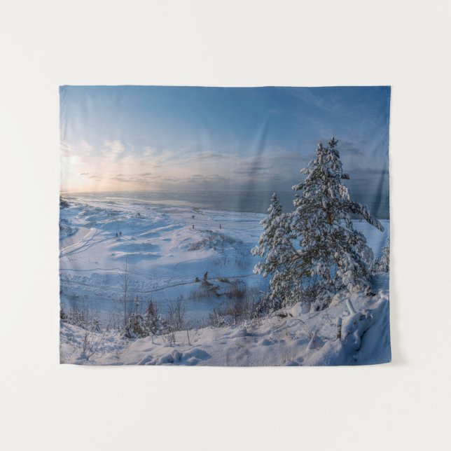 Schneebedeckte Ostseeküste Wandteppich (Vorderseite (Horizontal))