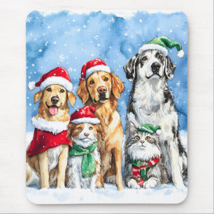 Schneebedeckte Pfoten Festliche Süße Weihnachts-Ha Mousepad