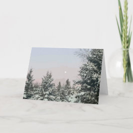 Schneebedeckte Pine Trees Moon Sunset Karte
