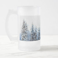 Schneebedeckte Pinienbäume Mattiert Glass 16oz Tas