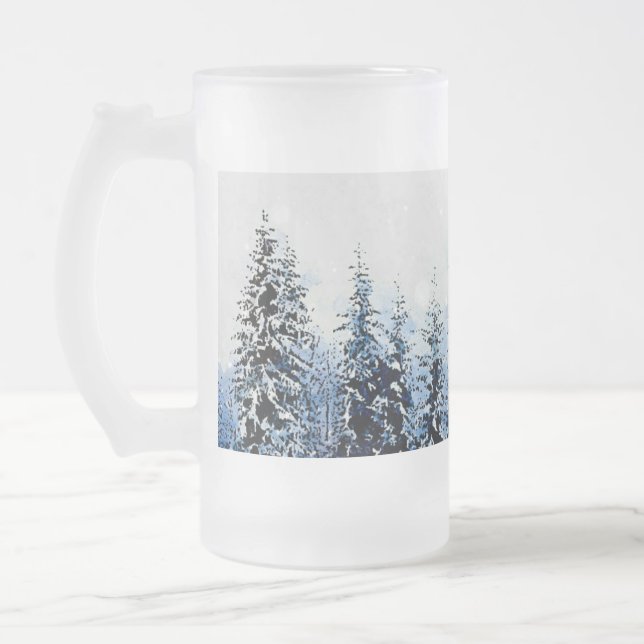 Schneebedeckte Pinienbäume Mattiert Glass 16oz Tas Mattglas Bierglas (Links)