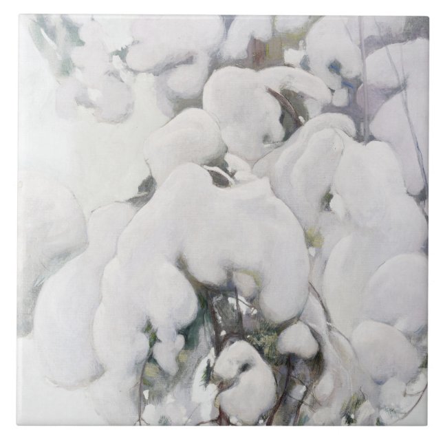 Schneebedeckte Pinienwälder (von Pekka Halonen) Fliese (Vorderseite)