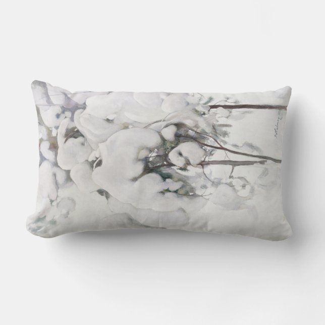 Schneebedeckte Pinienwälder (von Pekka Halonen) Lendenkissen (Vorderseite)