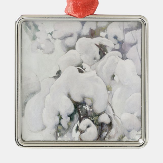 Schneebedeckte Pinienwälder (von Pekka Halonen) Ornament Aus Metall (Vorne)