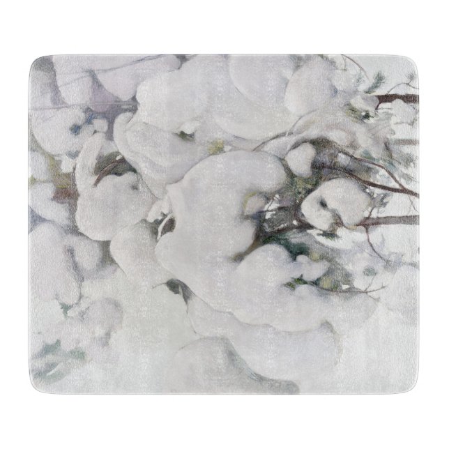 Schneebedeckte Pinienwälder (von Pekka Halonen) Schneidebrett (Vorderseite)