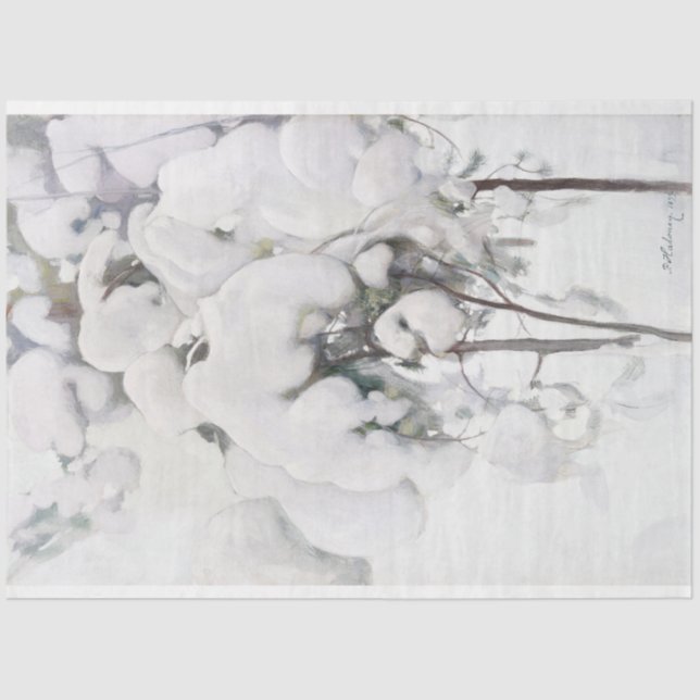 Schneebedeckte Pinienwälder (von Pekka Halonen) Seidenpapier (Vorderseite)