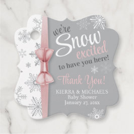 Schneebedeckte Pink-Graue-Schneeflocke Pink-Babydu Geschenkanhänger