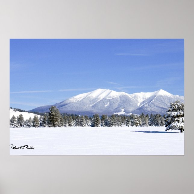 Schneebedeckte Prärie & San Francisco Peaks Arizon Poster (Vorne)