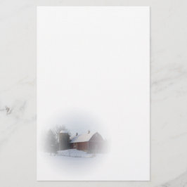 Schneebedeckte Rote Winterlandschaft Briefpapier