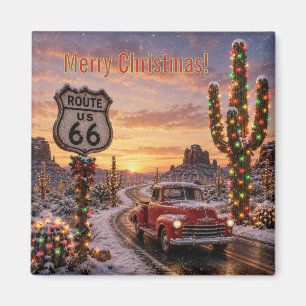 Schneebedeckte Route 66 Weihnachts-Kühlschrank-And Magnet