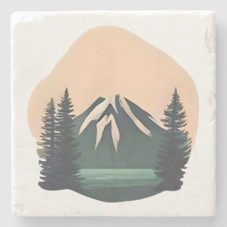 Schneebedeckte Ruhe - majestätische Berglandschaft Steinuntersetzer