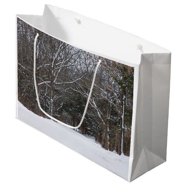 Schneebedeckte Straße Große Geschenktüte (Vorderseite Schrägansicht)