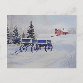 Schneebedeckte Wagen - Postkarte