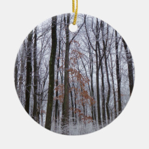 Schneebedeckte Wälder Winterlandschaft Fotografie Keramik Ornament